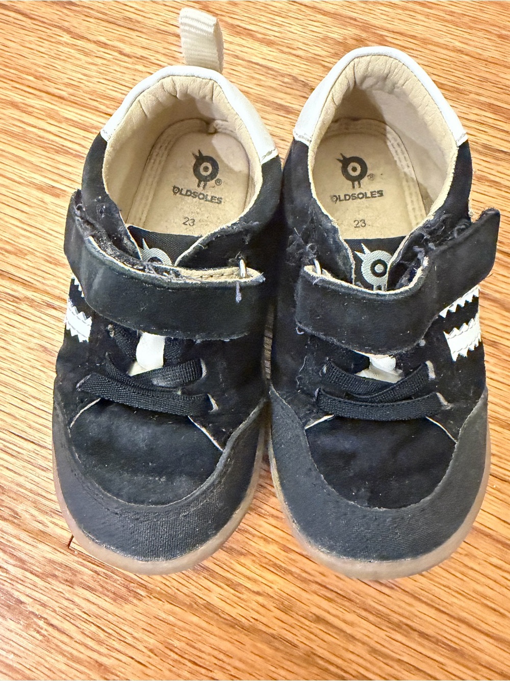 Old Soles Kids Black and White Velcro Sneakers